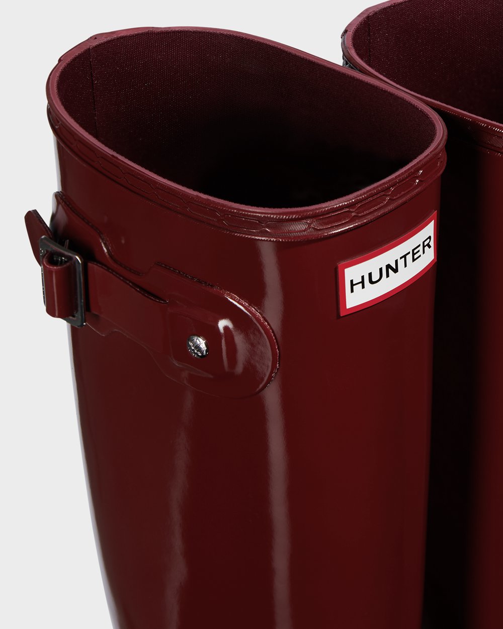 Women Hunter Original Gloss | Tall Rain Boots Grey Red | NZ-4285-LEPS